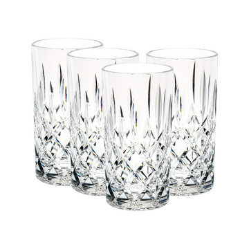 Plastic Diamond Cut Highball Glasses 14oz - Set of 4