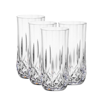 Plastic Cut Crystal Highball Tumbler Glasses 12.8oz - Set of 4